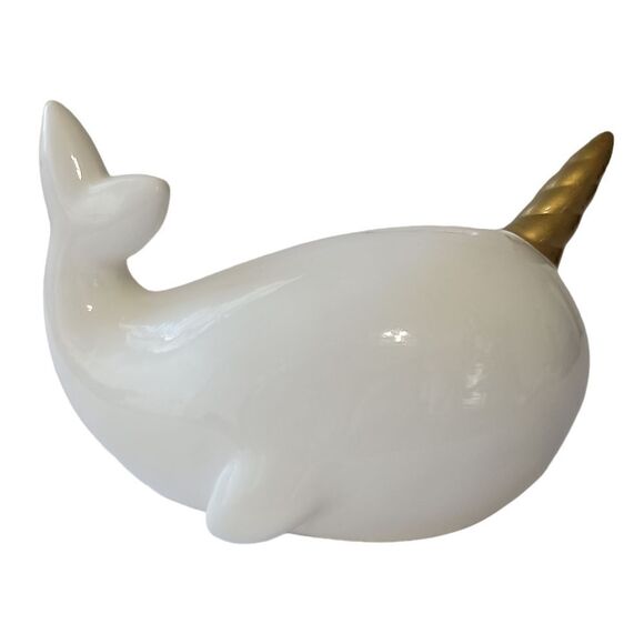 Target Narwhal Bank Ceramic White Pillowfort Piggy Coin Figurine Coastal Beach. - Picture 11 of 16